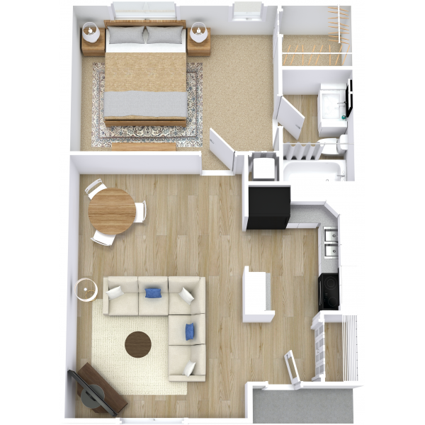 Floor plan for 1 bed, 1 bath, 564 sqft